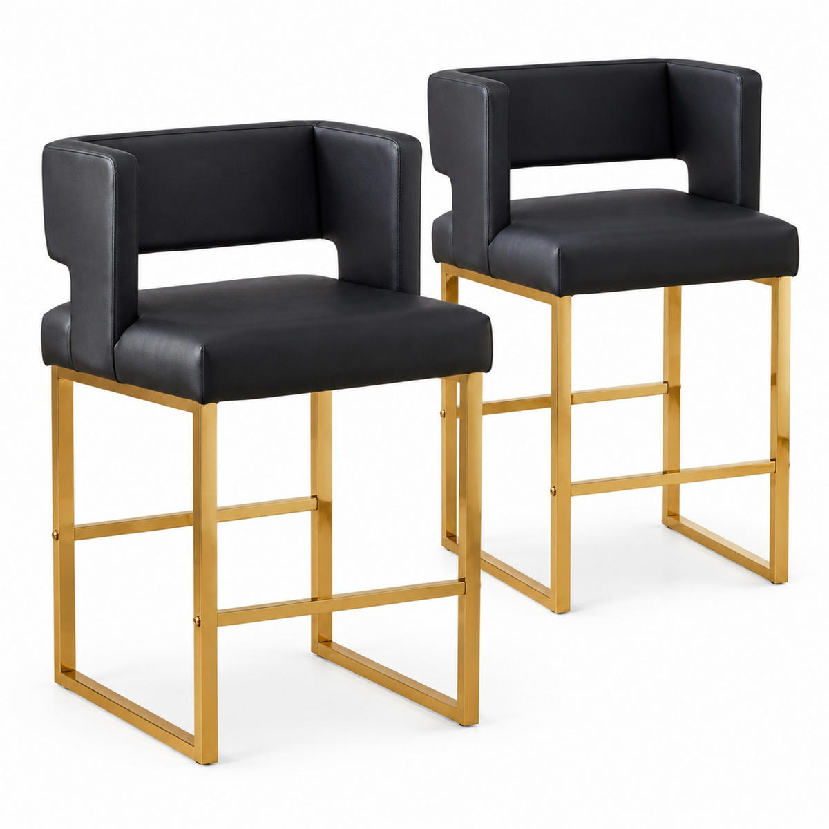 BARHOCKER 91,4 cm Schwarz mit goldfarbenen Metallbeinen - Schwarz, Metall (53.3/91.4/48cm) - MIVRAY