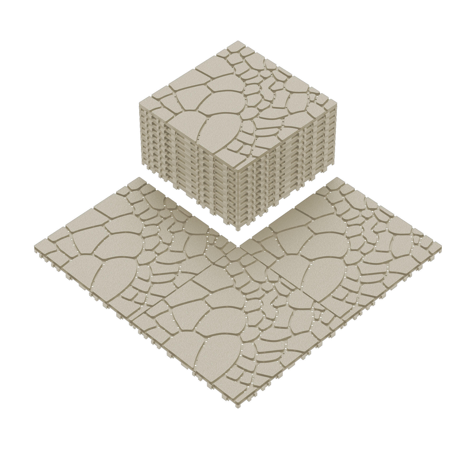 TERRASSENFLIESE 30.5/30.5/2 Beige, 12"x12" Quadratisch, Plastik 44 Stück - Beige, Kunststoff (30/30/2cm) - Oxeza
