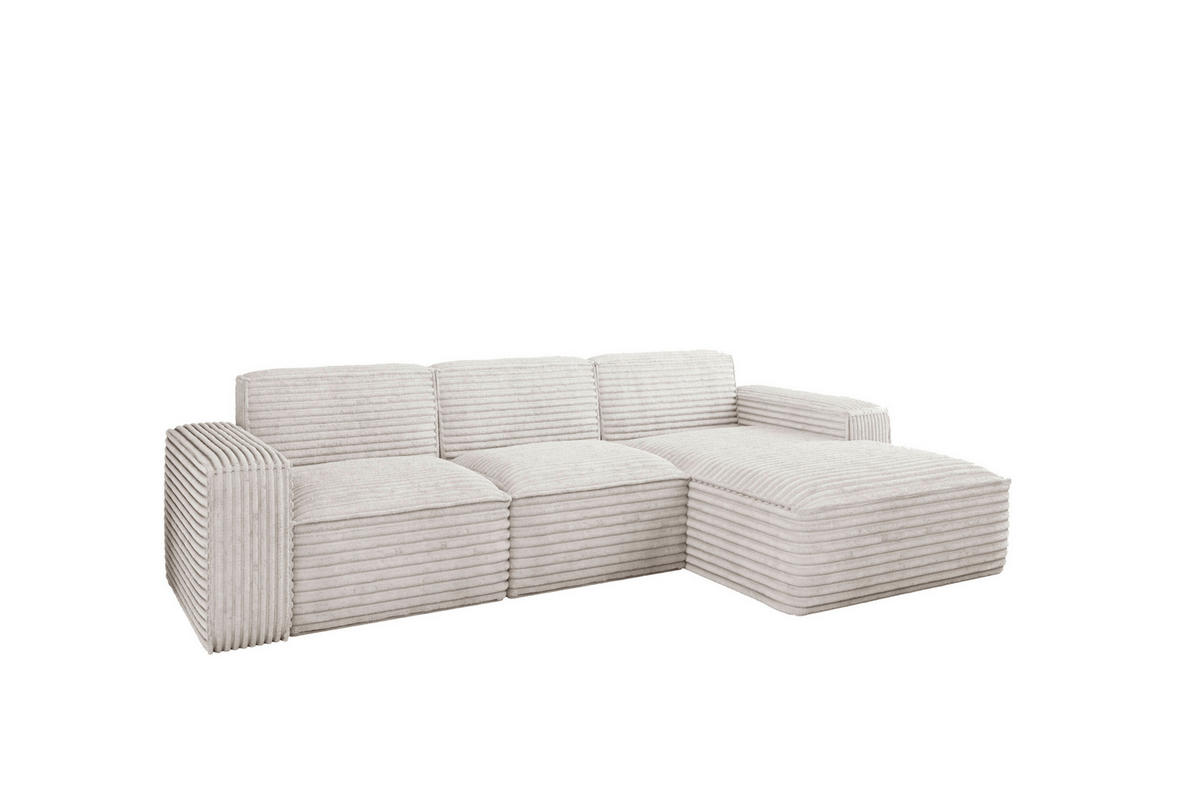 ECKSOFA L-Form Siena Stoff Velo Ecru Rechts - Ecru, Holz/Kunststoff (266/165cm) - Kaiser Möbel