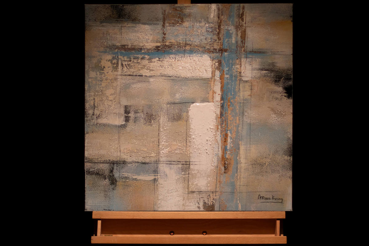 ACRYLBILD HANDGEMALT 60/60 cm - Blau/Beige, Holz/Textil (60/60cm) - KUNSTLOFT