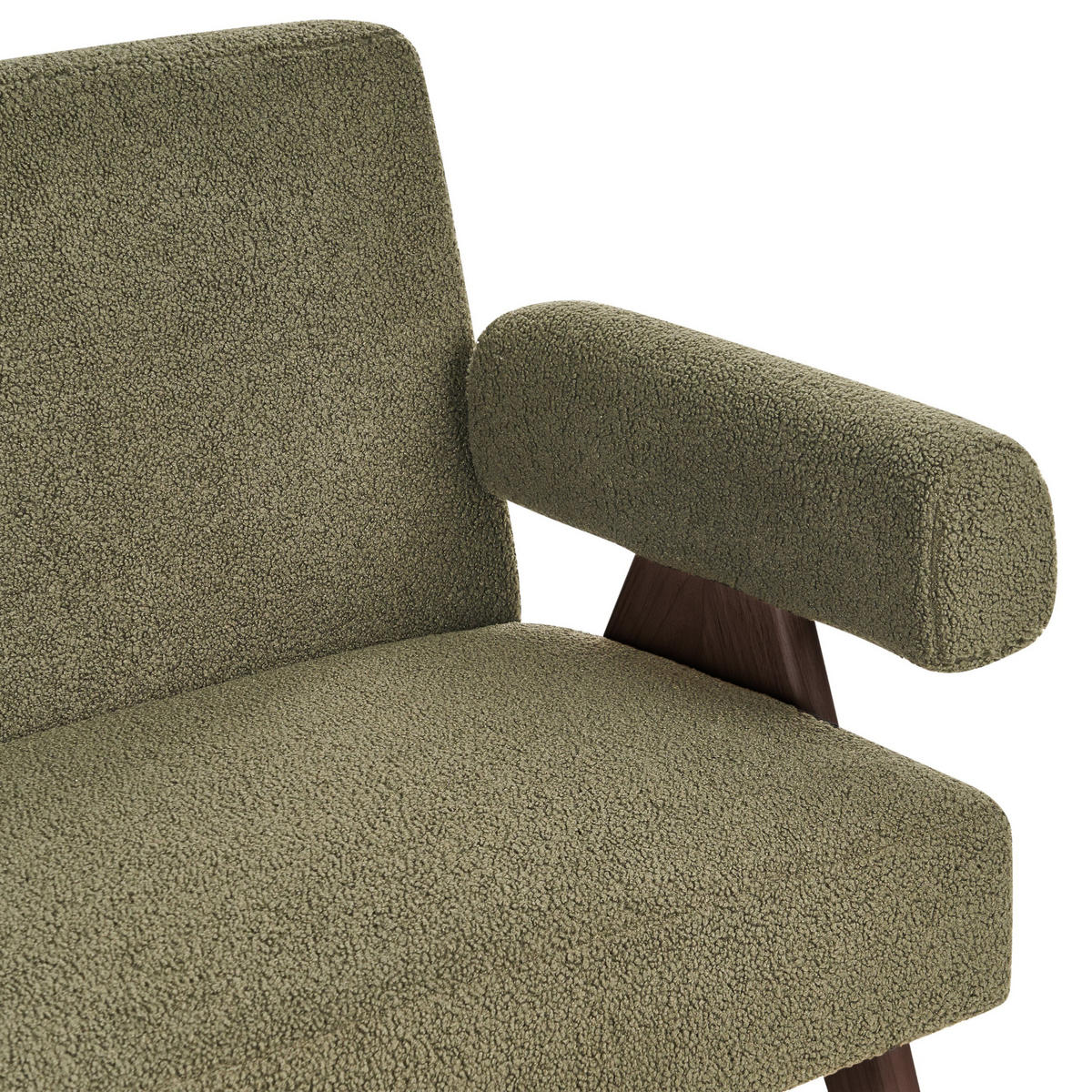2-SITZER-SOFA Bouclé Grün/Dunkelbraun Tamre - Braun/Grün, Textil (148/79/78cm) - Beliani