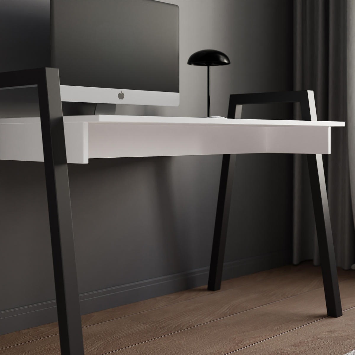 SCHREIBTISCH NOVO 120/68/82 cm, Schwarz / Weiß - Schwarz/Weiß, Holzwerkstoff/Metall (68/120/82cm) - Idohome