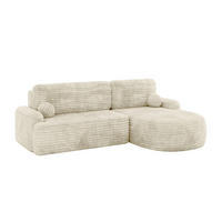 ECKSOFA mit Schlaffunktion und Bettkasten LIRA-L - 264x172x89 Creme - Ecru, Holzwerkstoff/Textil (172/264cm) - ALTDECOR