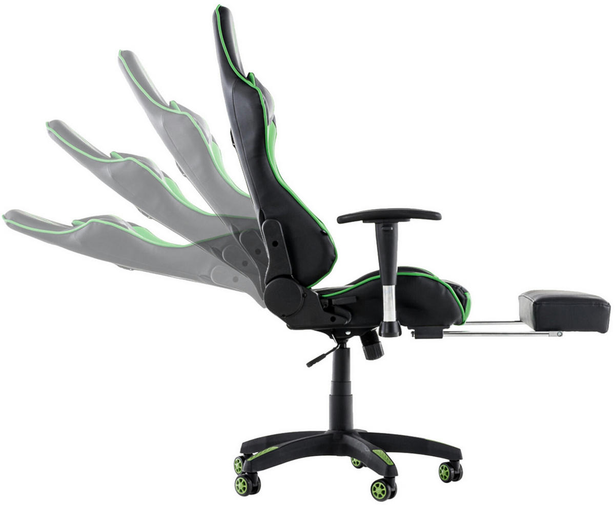 BÜROSTUHL Racing Turbine mit Fußablage, Schwarz/Grün - Grün, Kunststoff/Textil (67/142/58cm) - TPFLiving