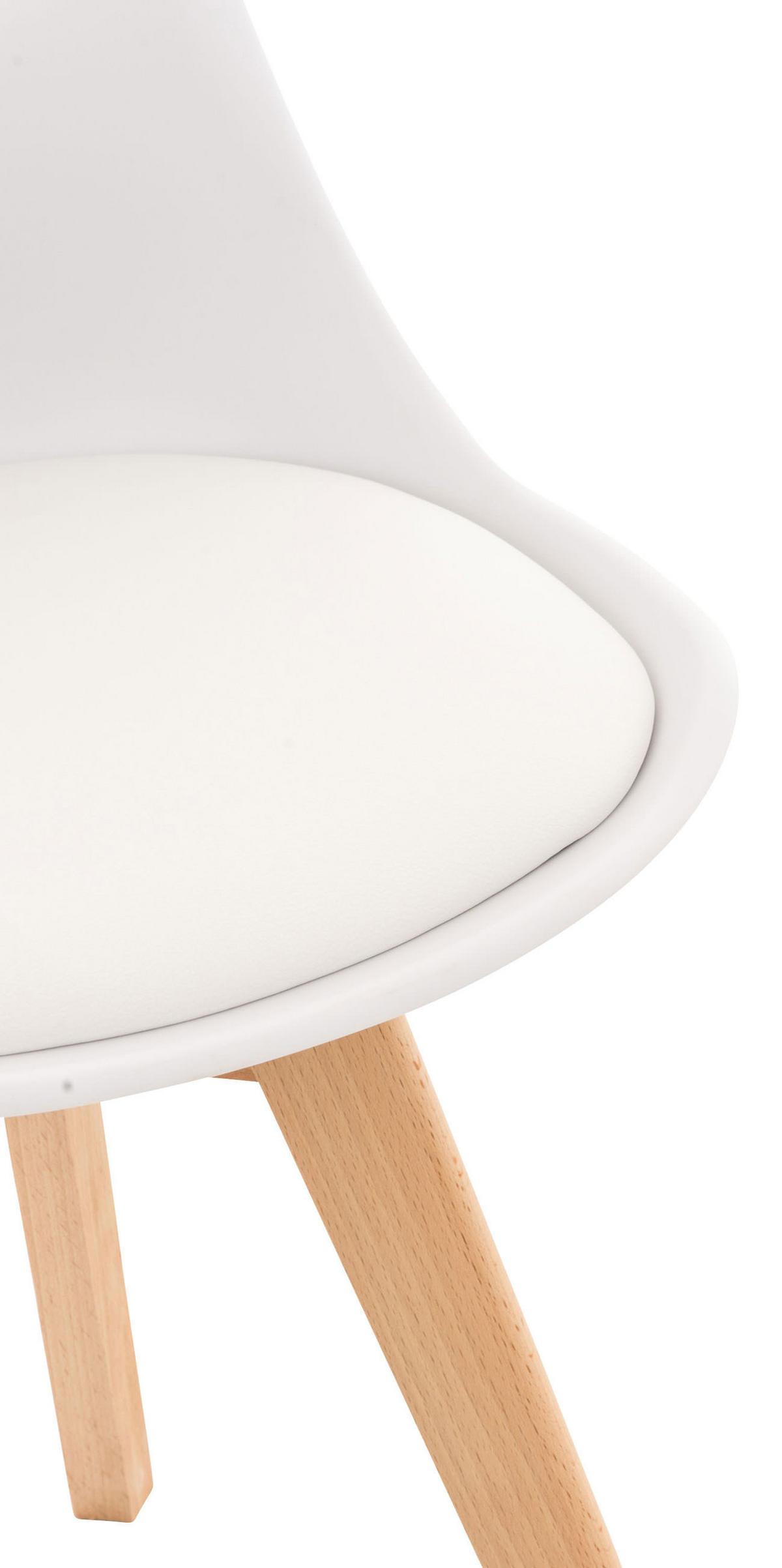 STUHL 4er Set Kunststoff weiß - Eukalyptusholzfarben/Weiß, Holz/Kunststoff (49/83/50cm) - CLP