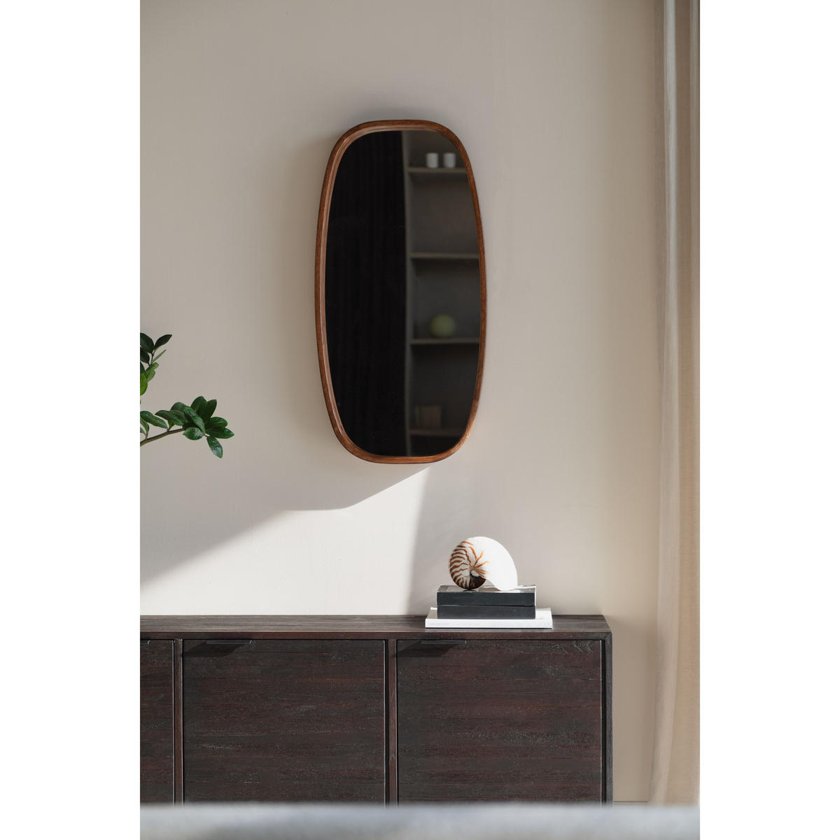 WANDSPIEGEL Nyko Spiegel/ 80x40 cm Braun - Beige, Holz (40/80/5cm) - Housecraft Living