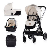 KINDERWAGEN Elite 3 in 1 schwarz beige i-Size Babyschale Sportsitz Babywanne Tasche - Beige/Schwarz, Metall (75/58/111cm) - Chipolino
