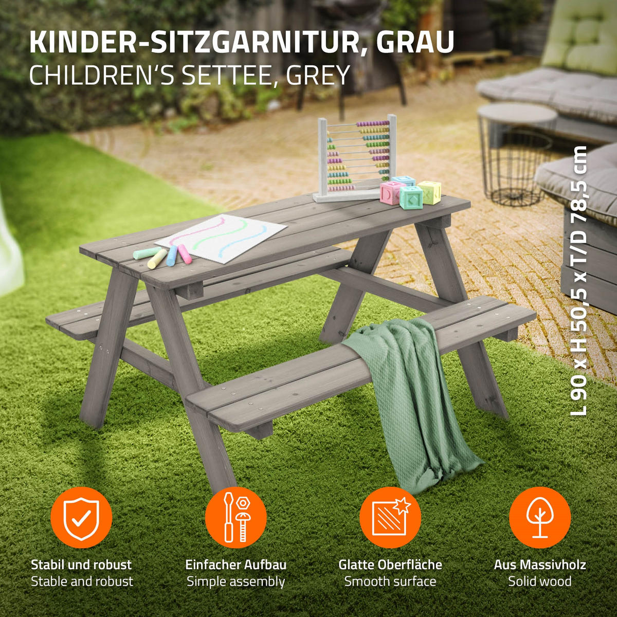 KINDERSITZGARNITUR Grau - Grau, Holz - ML-DESIGN