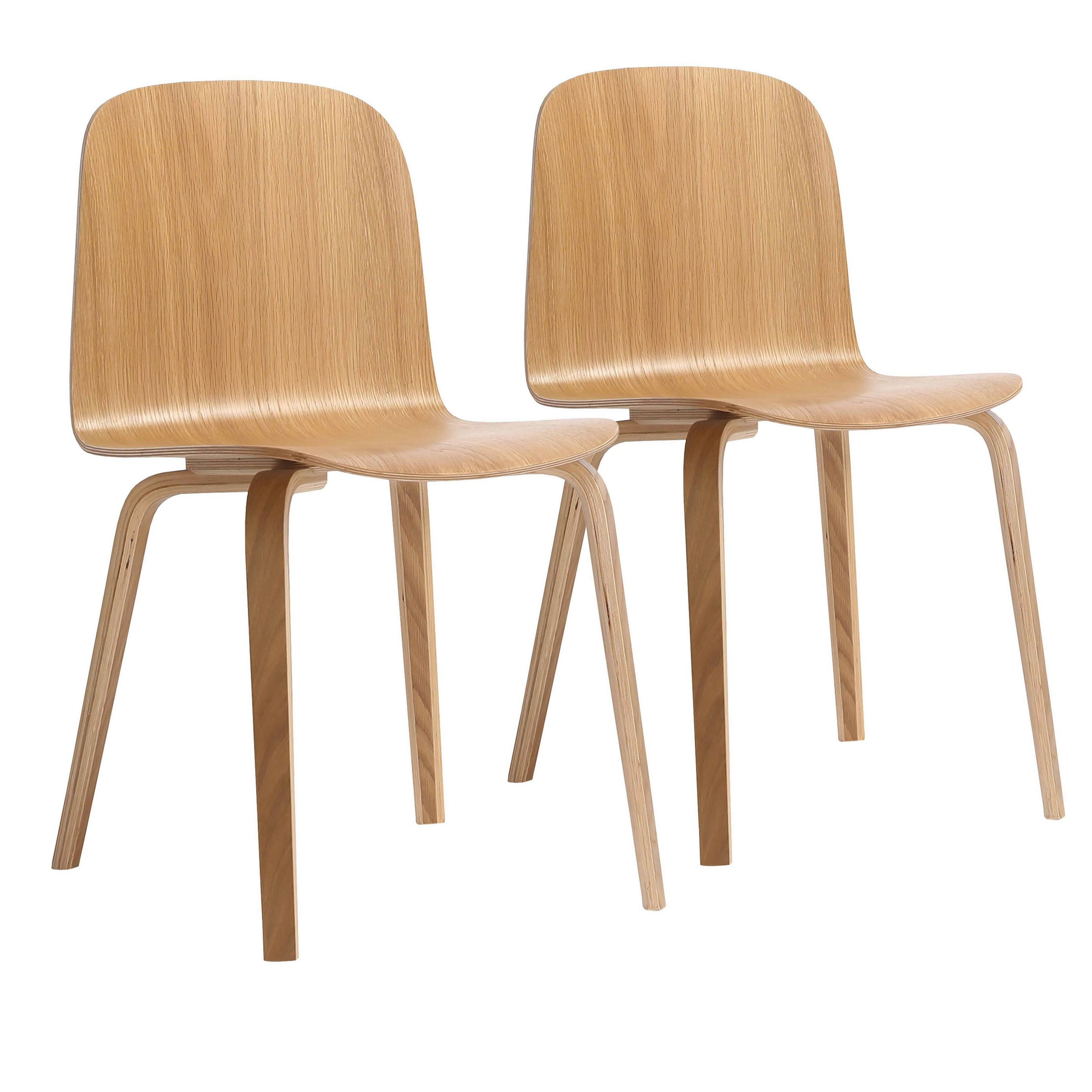STÜHLE 2-tlg., Holzfarbe - Braun, Holz (46/80/54cm) - Oviala