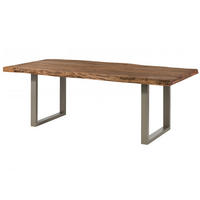 BAUMTISCH Sheesham 200x100x77 natur gebeizt / U-Beine silber matt FREEFORM 5 - Naturfarben, Holz (200/100/77cm) - Massivmoebel24