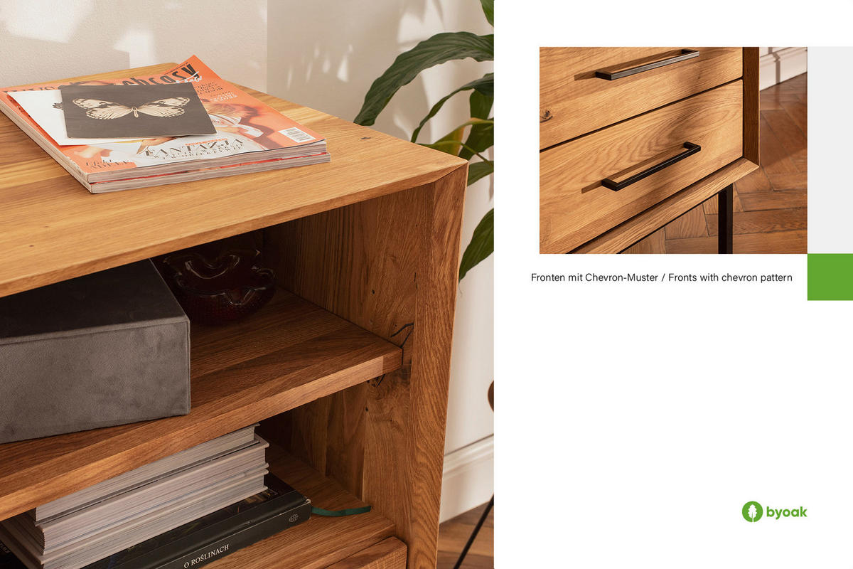 KOMMODE HOCH LEON Wildeiche - Wildeiche, Holz (97/95/45cm) - byoak
