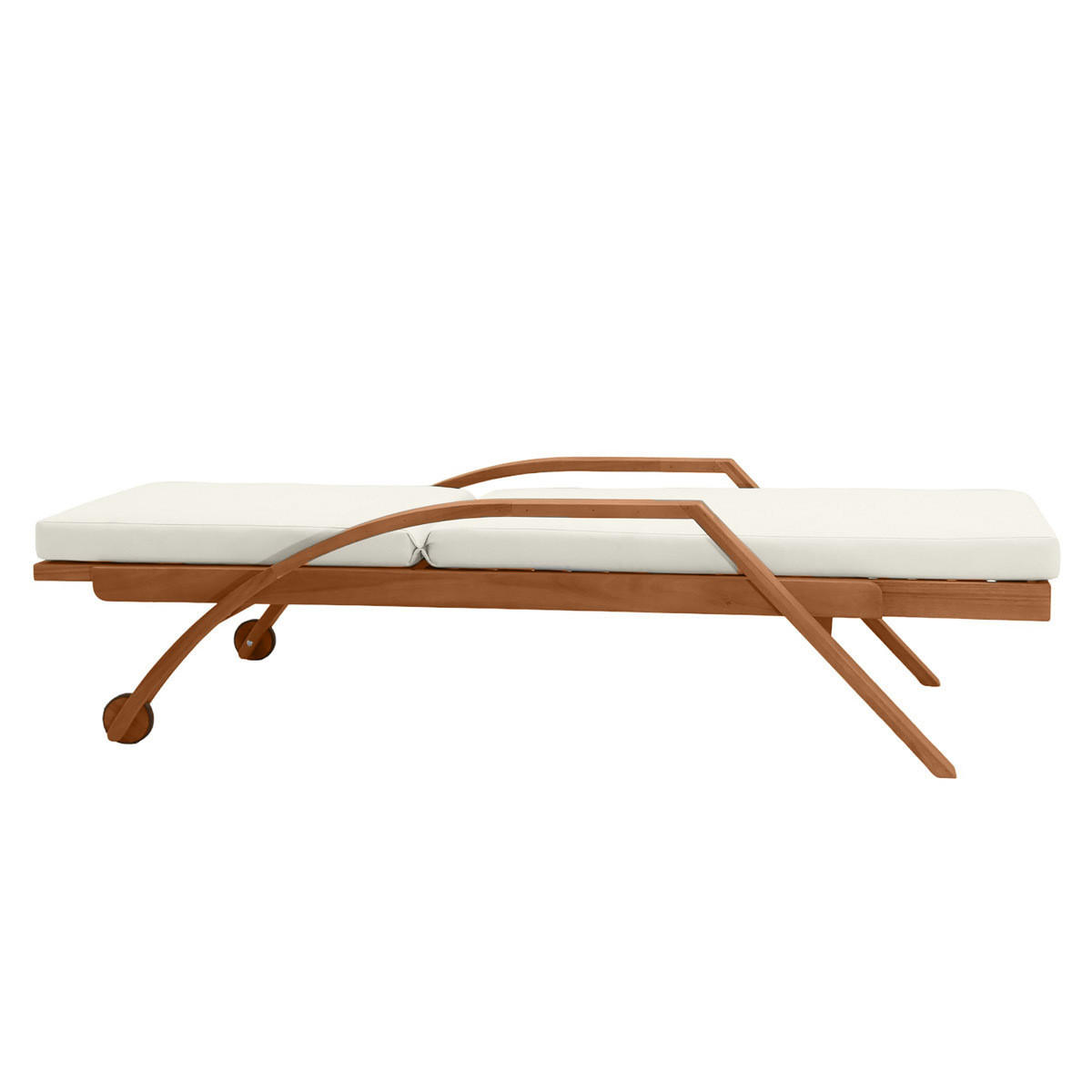SONNENLIEGE Ecru Massivholz MALAGA - Naturfarben, Holz (80/95/200cm) - Miliboo