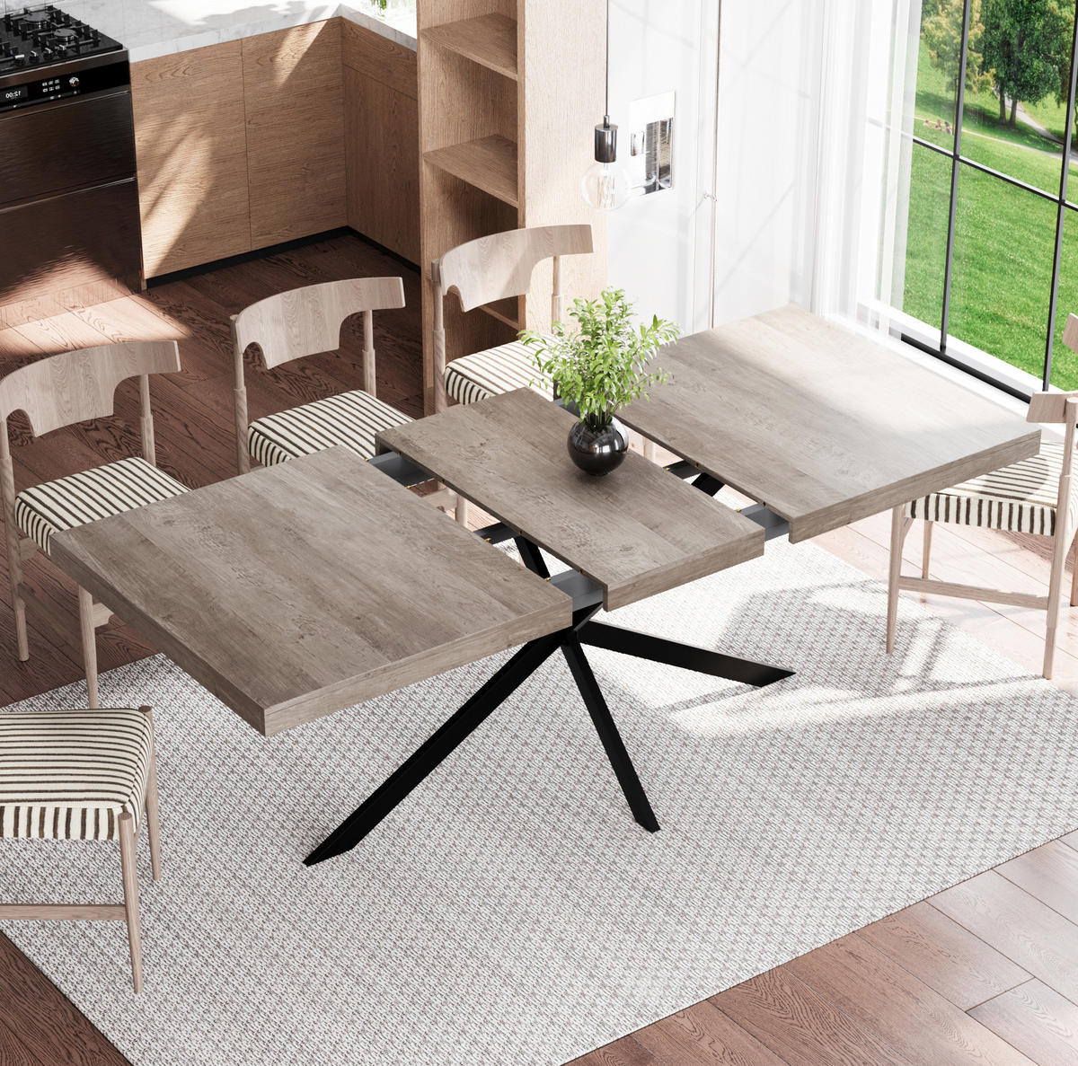 ESSTISCH 140-180/80/76 cm in Grau aus MDF mit Stauraum und Ausziehfunktion - Grau, Metall (80/160/76cm) - BEAOK