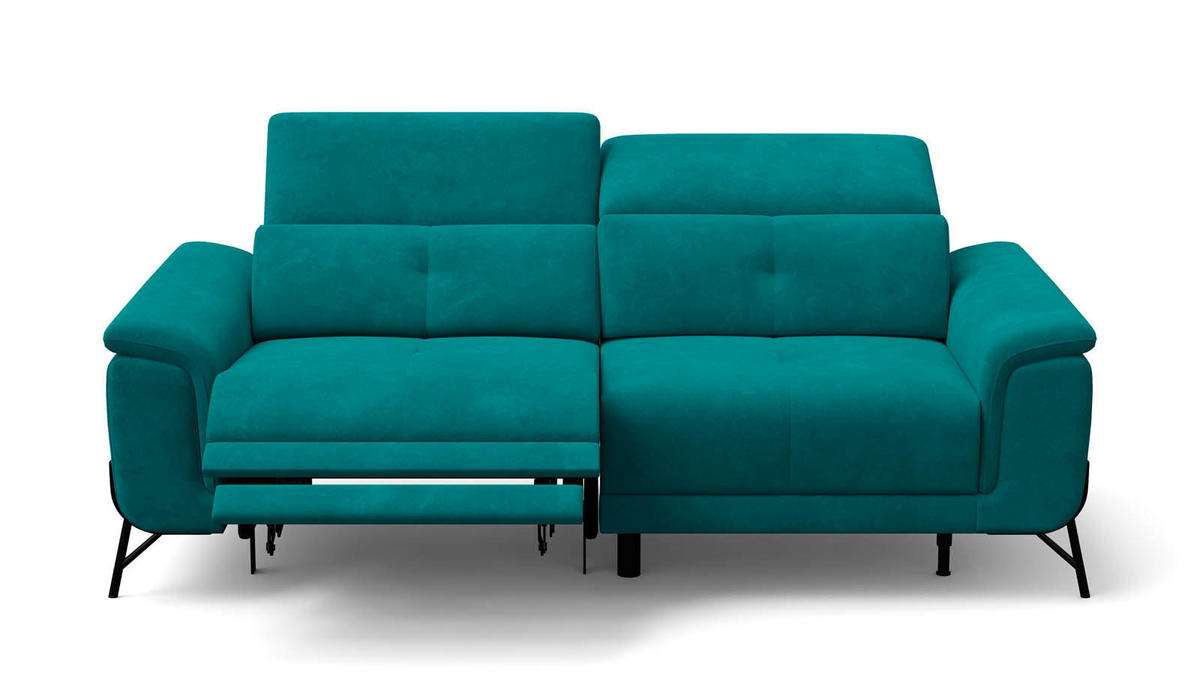 SOFA RELAX AVENA 3-Sitzer, dunkelgrüner Veloursstoff - Dunkelgrün/Schwarz, Holz/Textil (204/80/108cm) - Wozimo