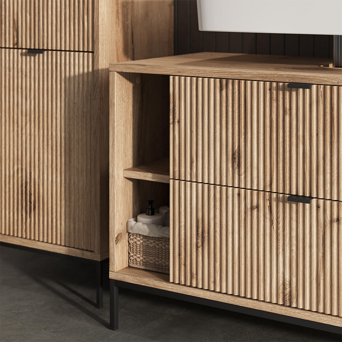 BADMÖBEL-SET Eliza Viking Oak 3 Teile - Eichefarben, Holzwerkstoff (100/63/45.1cm) - Vicco