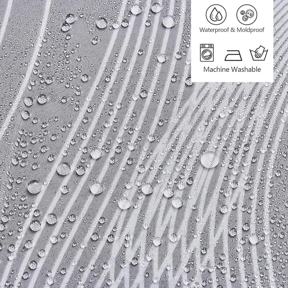 DUSCHVORHANG Grau Polyester waschbar wasserdicht mit Ringen - Grau, Textil (240/200cm) - MCBOSON