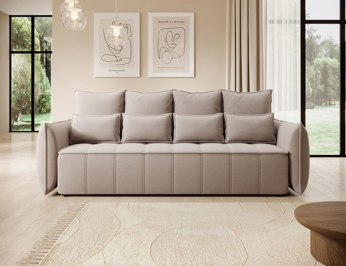 SCHLAFSOFA WELSH - Beige (SOLA 18) - Beige, Holzwerkstoff (242/94/106cm) - Möblo
