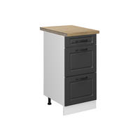 KÜCHENUNTERSCHRANK R-Line Anthrazit Landhaus 40 cm mit Schubladen AP Eiche - Anthrazit/Weiß, Holzwerkstoff (40/81.6/60cm) - Vicco