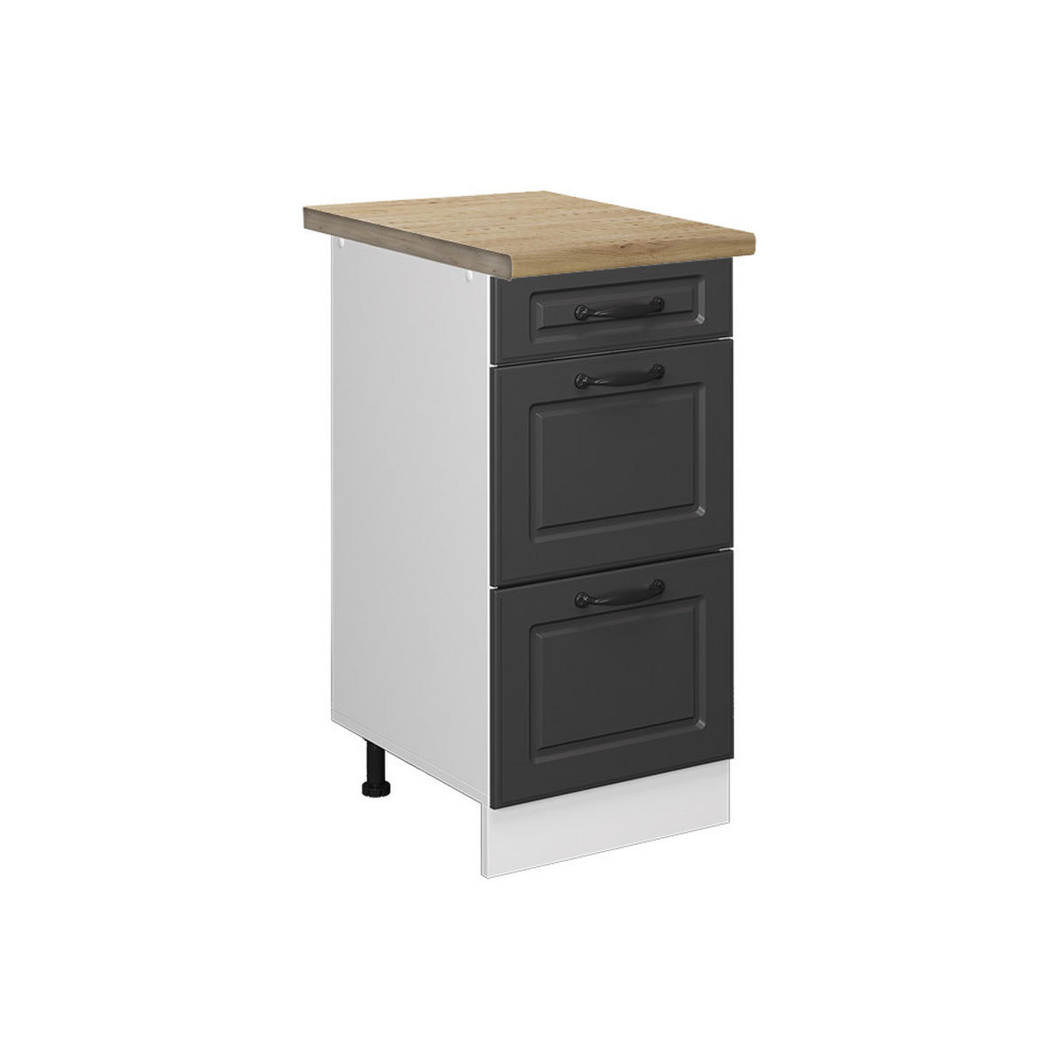 KÜCHENUNTERSCHRANK R-Line Anthrazit Landhaus 40 cm mit Schubladen AP Eiche - Anthrazit/Weiß, Holzwerkstoff (40/81.6/60cm) - Vicco