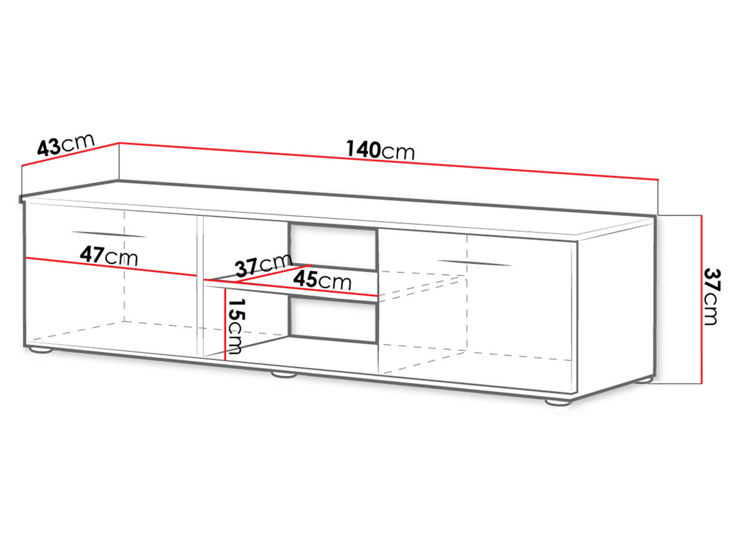 TV-LOWBOARD 140 Soho S04 - Silberfarben/Weiß, Holzwerkstoff/Kunststoff (140/37/43cm) - MIRJAN24