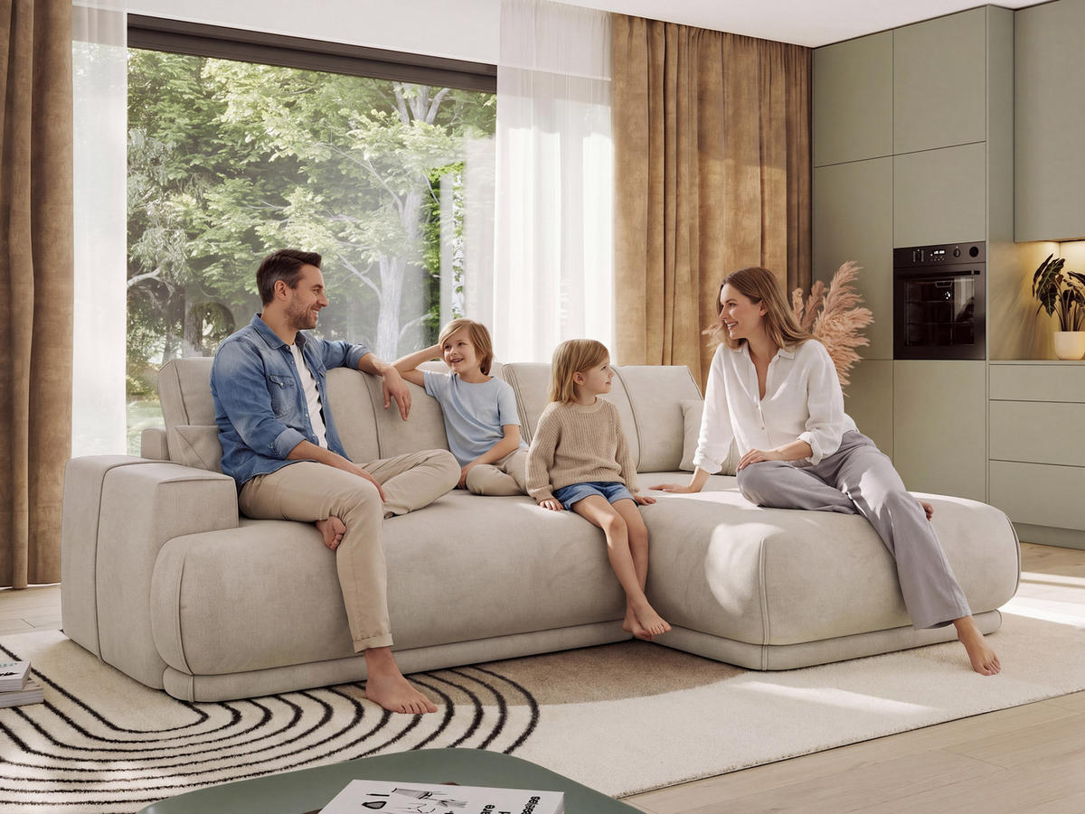 ECKSCHLAFSOFA RINA L Dunkelgrau Velvet - links - Dunkelgrau/Schwarz, Kunststoff/Textil (266/172cm) - MKS