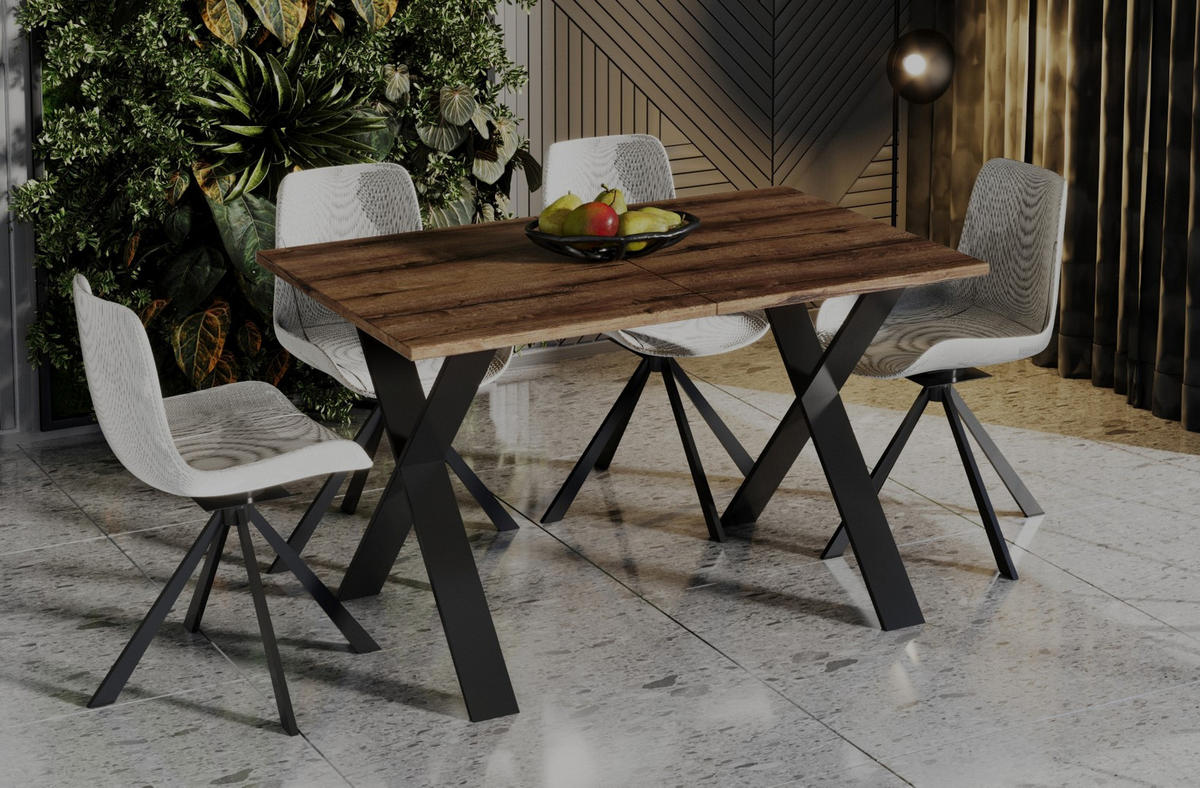 ESSTISCH Stol X ausziehbar bis 210 cm - Mooreichefarben, Holzwerkstoff (130/80/75cm) - Endo-Moebel