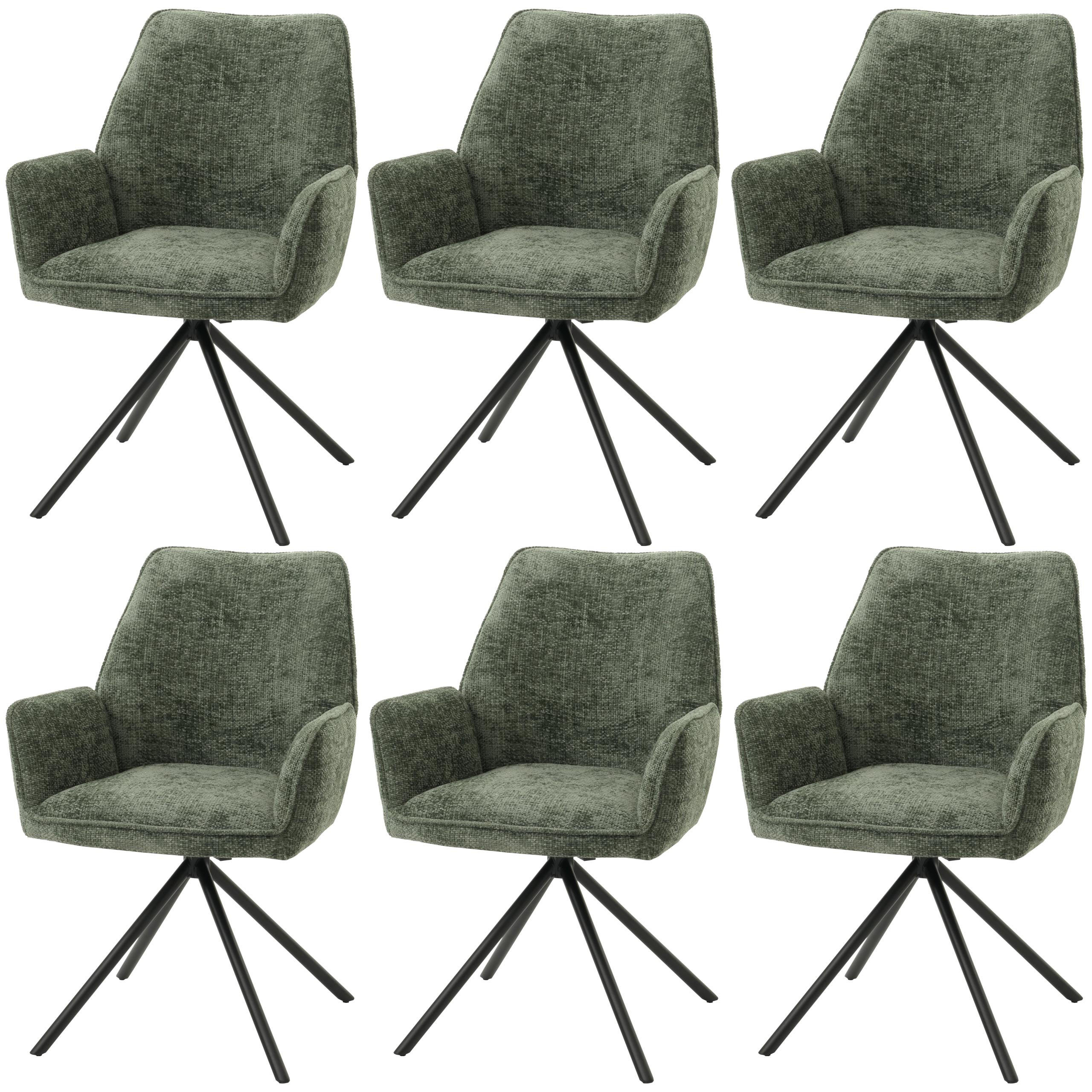 JEDÁLENSKÁ stolička Zelená, Čierna Sada 6 ks - čierna/petrolejová, textil (60/86/60cm) - MCW