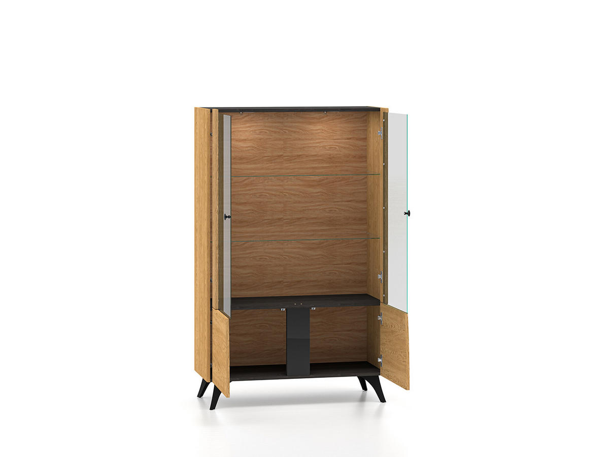 VITRINE Toscania Eiche / Schwarz 95 / 40 / 152cm - Eichefarben/Schwarz, Holz/Holzwerkstoff (95/152/40cm) - Feldmann-Wohnen