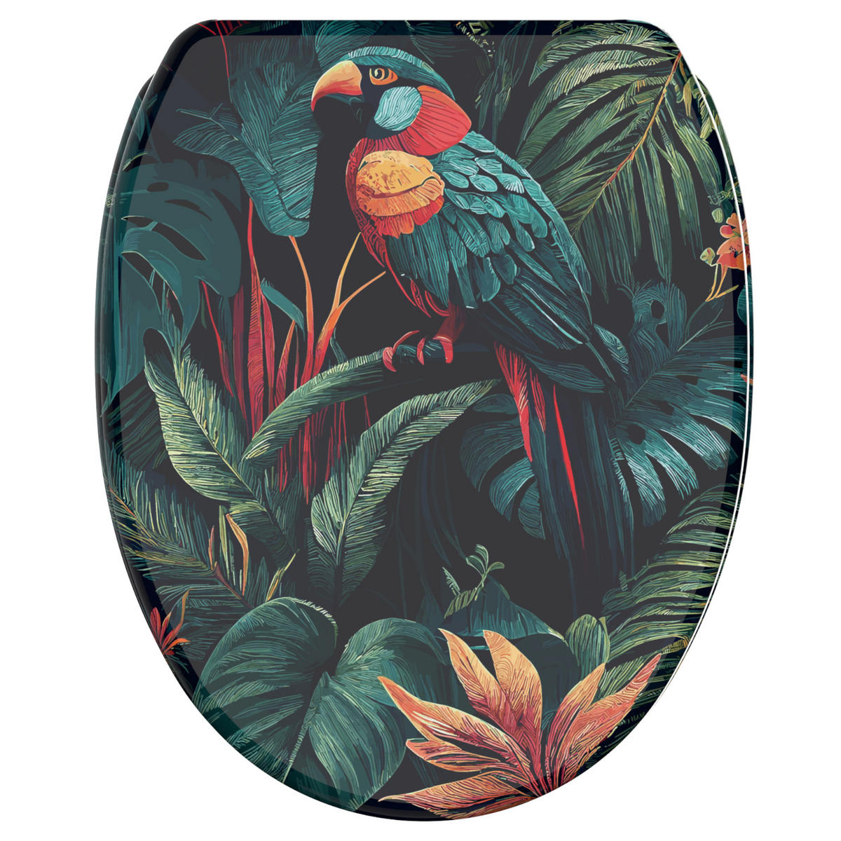 WC-SITZ mit Absenkautomatik & Top Fix Exotic - Multicolor, Holzwerkstoff (37.7/5.5/48cm) - Sanilo