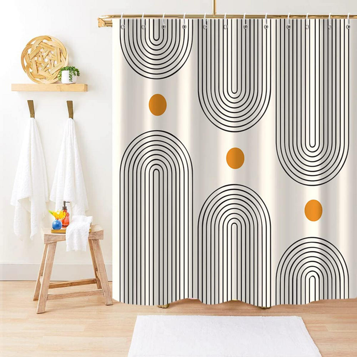 DUSCHVORHANG modern schlicht Polyester bedruckt 180 x 200 cm wasserdicht schimmelresistent Badezimmer - Multicolor, Textil (180/200cm) - MCBOSON