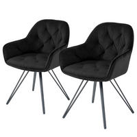 DREHBARER ARMLEHNENSTUHL - 2er-Set - Schwarz, Textil/Metall (61/82/62cm) - home24