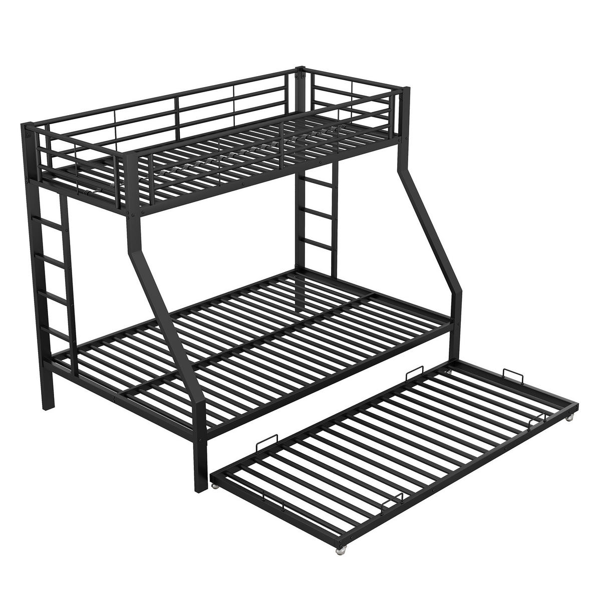 ETAGENBETT 90/140/200 cm aus Metall mit ausziehbarem Bett Schwarz - Schwarz, Metall (90/190cm) - Modenvie