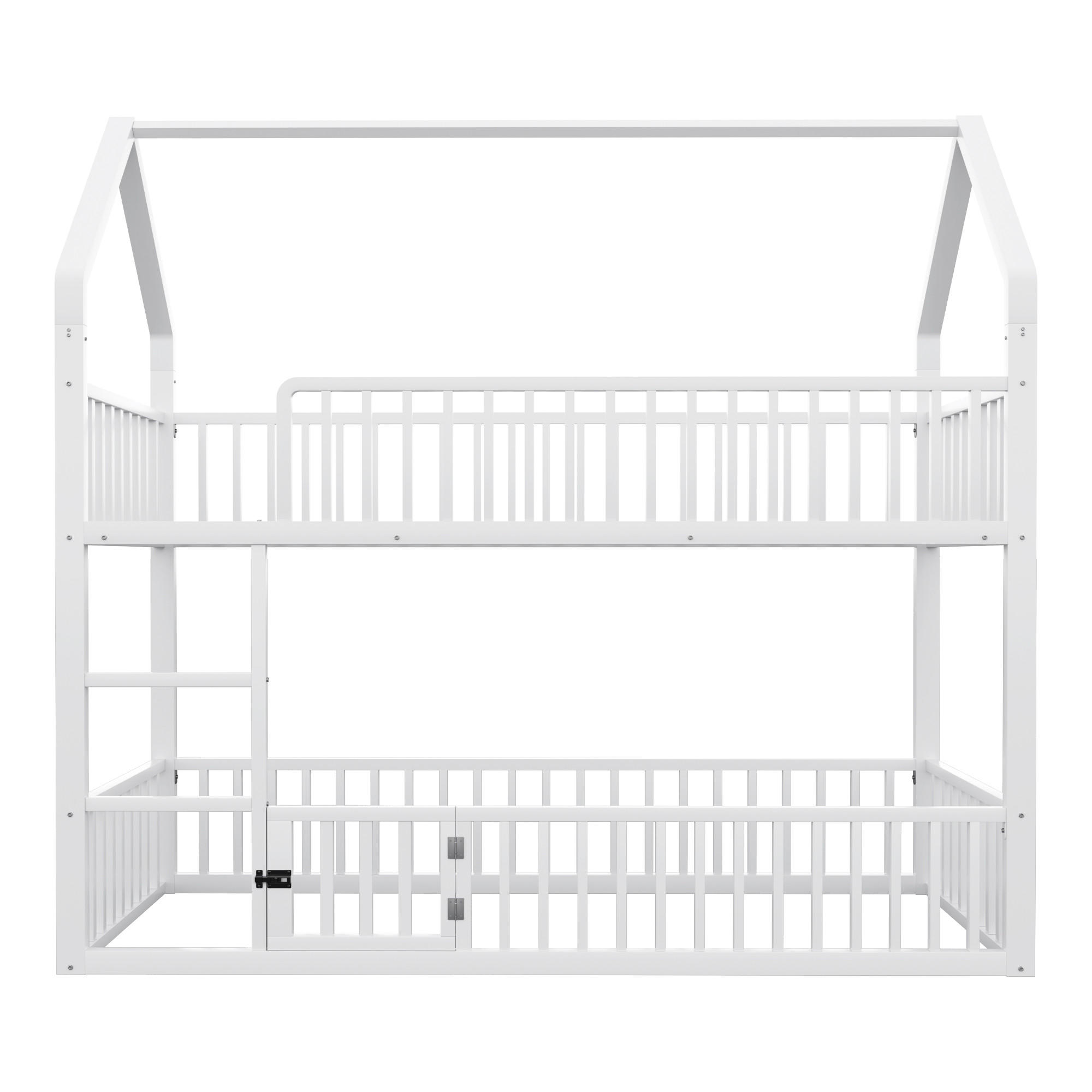 ETAGENBETT 90/200 cm Weiß mit Treppe und kleiner Tür - Weiß, Metall (90/200cm) - Oxeza