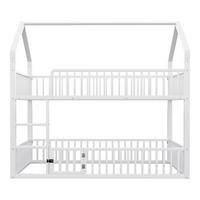ETAGENBETT 90/200 cm Weiß mit Treppe und kleiner Tür - Weiß, Metall (90/200cm) - Oxeza