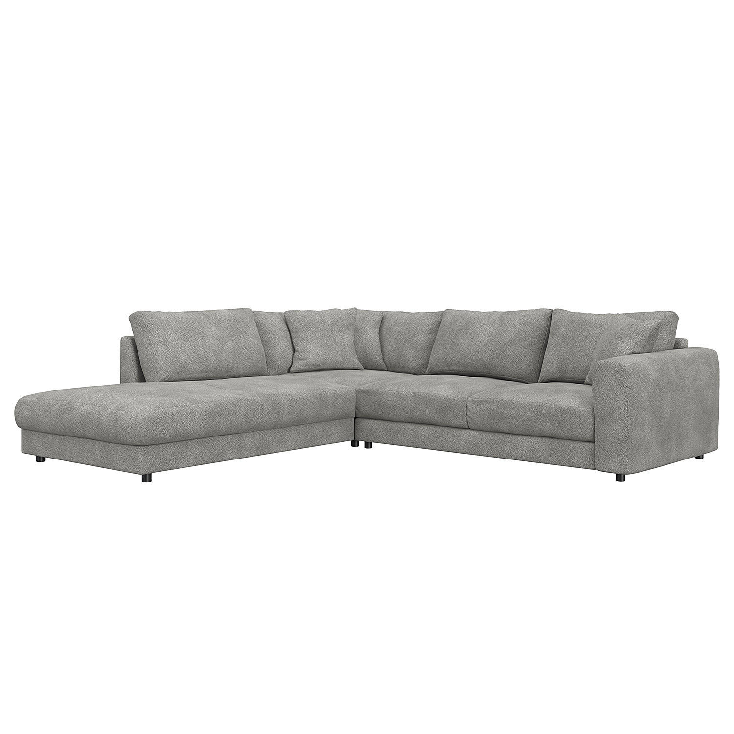 ECKSOFA mit Ottomane - Schwarz/Grau, Holz/Kunststoff (267/254cm) - home24