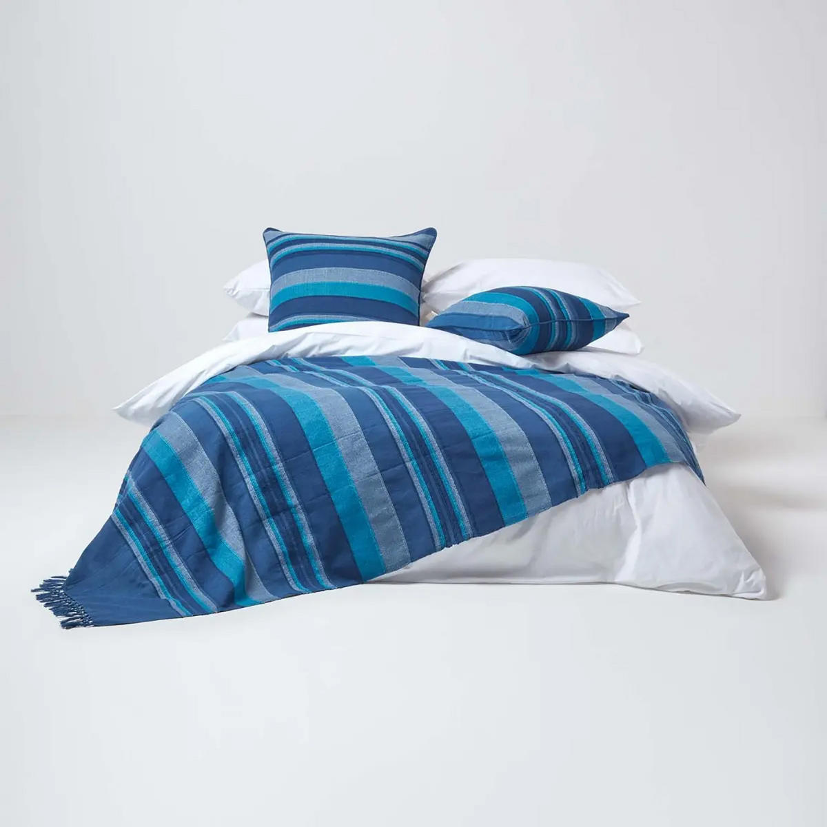 ÖSENVORHANG Morocco blickdicht 2er-Set, 137/137 cm - Blau, Textil (137/137cm) - Homescapes