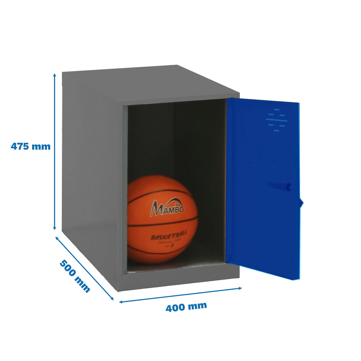 SCHLIESSFACHWÜRFEL Amego HxBxT 47,5x40x50 cm Ohne Standfüße Blau-Anthrazit Spind - Blau, Metall (40/47.5/50cm) - PROREGAL