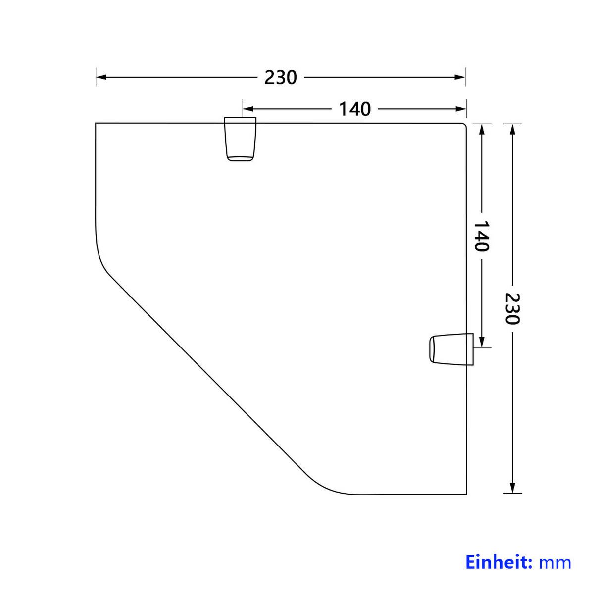 GLASABLAGE 23/23 cm Eckablage für Badezimmer Glas Transparent Chrom 3-tlg. - Transparent, Glas (23/0.6/23cm) - S'AFIELINA
