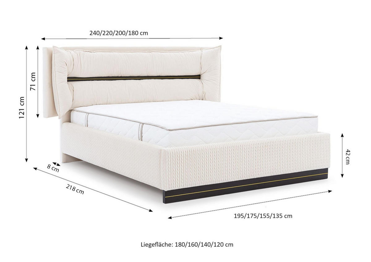 POLSTERBETT Hamilton Magic Velvet Set.1 - Dunkelblau, Holzwerkstoff/Textil (180/200cm) - Fun Möbel