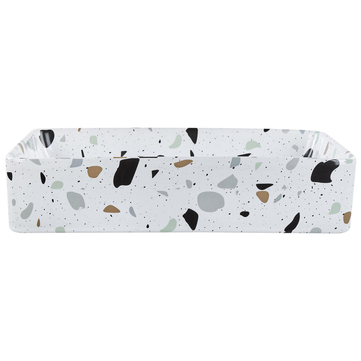 UMYVADLO NA DESKU Terrazzo Bílé 51/34 cm Keramika Nules - bílá, keramika (51/11/34cm) - Beliani