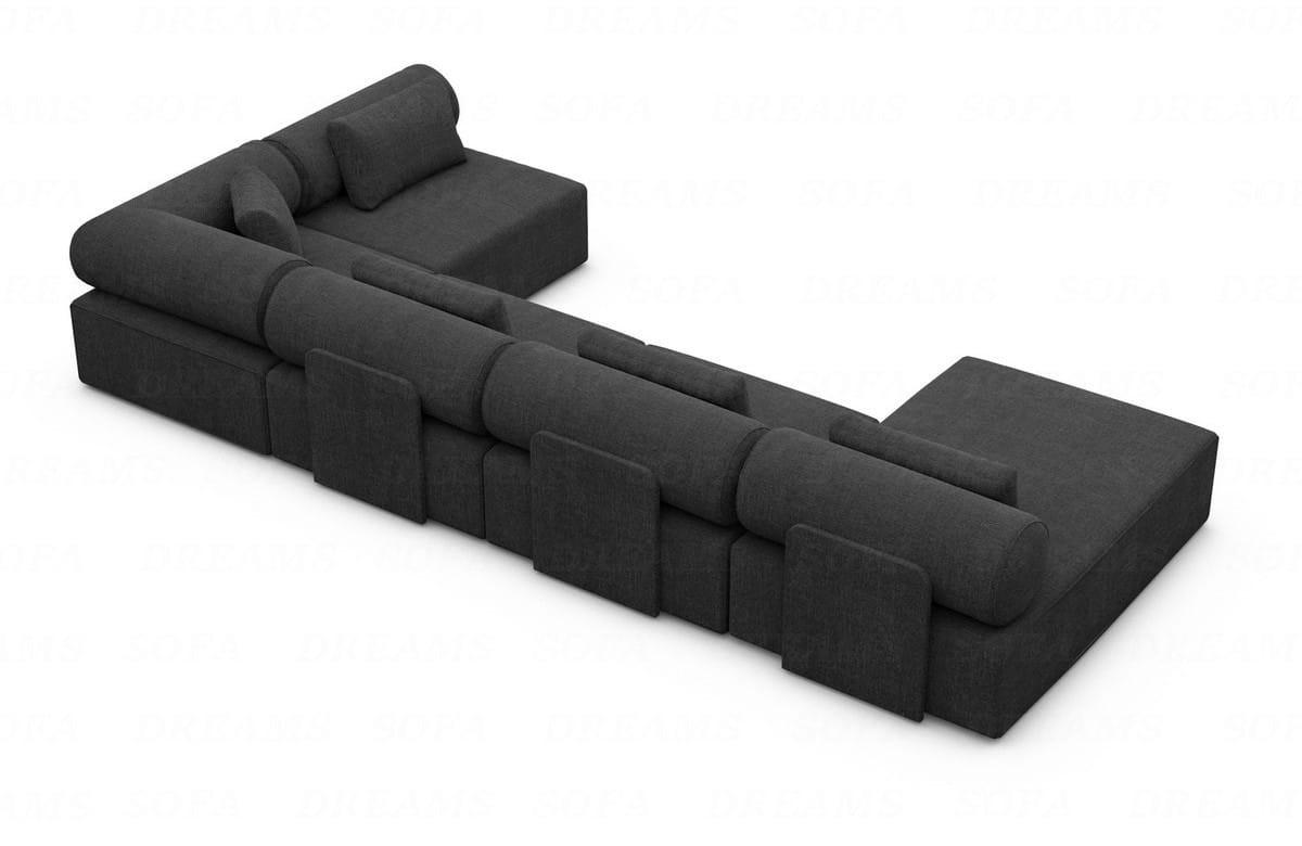 WOHNLANDSCHAFT Cipriani Schwarz Strukturstoff - Schwarz, Kunststoff (400/77/200cm)