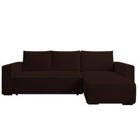ECKSOFA CUDDY L, Eckcouch in L-Form mit Schlaffunktion und Bettkasten, Farbe: Dunkelbraun, Cordstoff, Ottomane Rechts - Dunkelbraun, Textil (240/140cm) - Storez24