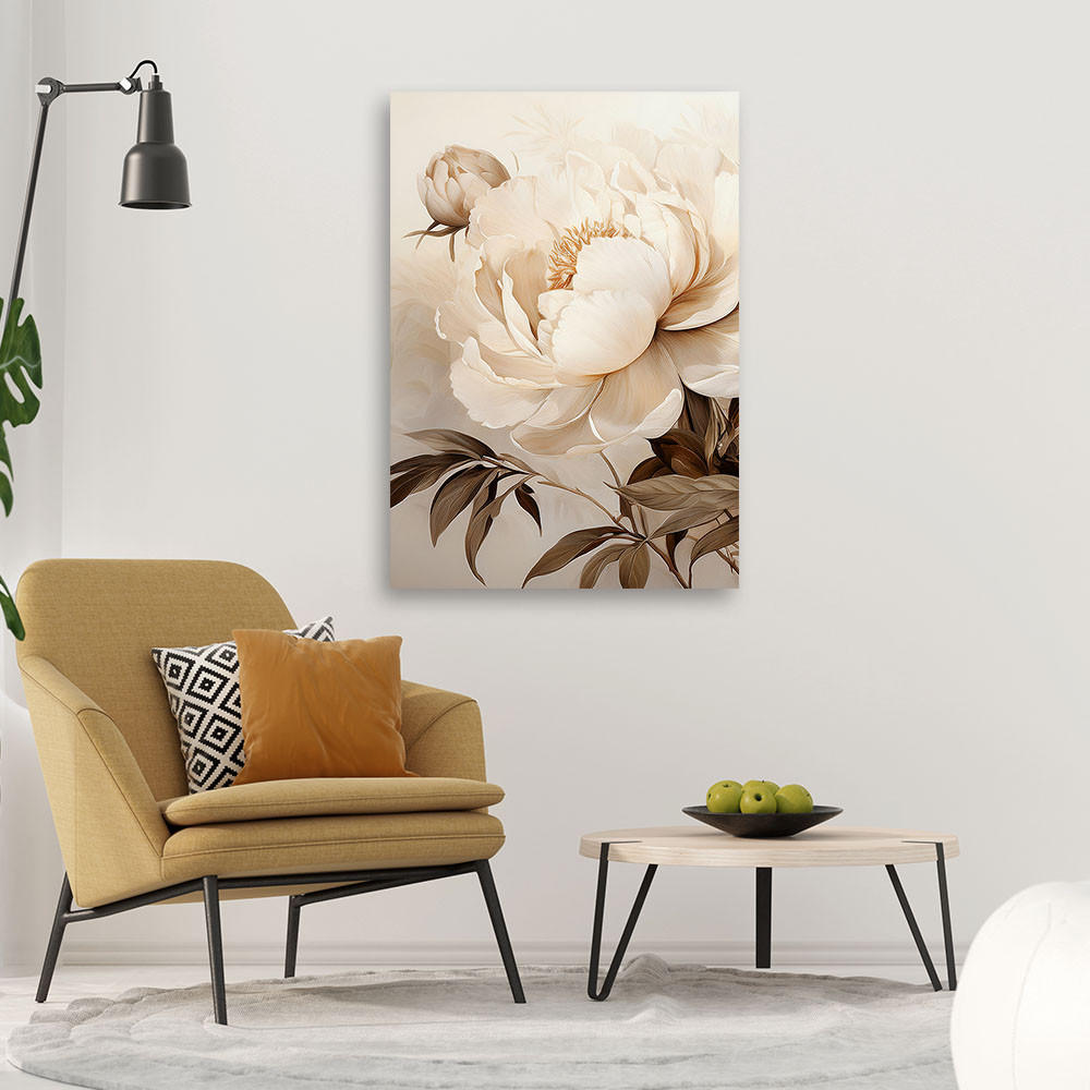 LEINWANDBILD Pfingstrosen Blumen in Beige 40x60cm - Beige, Textil (40/60cm) - Feeby