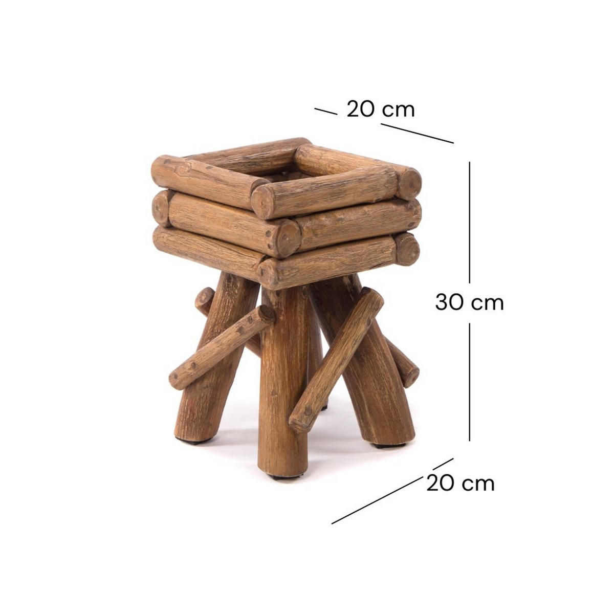 BLUMENTISCH Twist Teakholz - Naturfarben, Holz (20/20/30cm) - DESIGN DELIGHTS