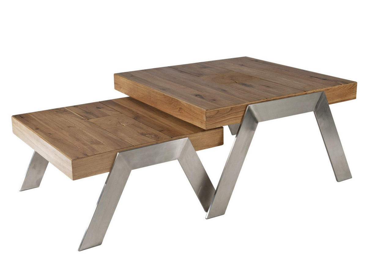 COUCHTISCH Chaitra 67x65x35 ohne Funktion Edelstahl/Wildeiche Antik - Braun, Holz (67/65/35cm) - 58aufmkessel