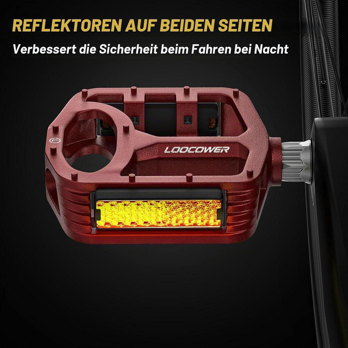 FAHRRADPEDALE Aluminium Rot mit Reflektoren - Rot, Metall (10/1.5/12cm)
