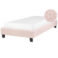 POLSTERBETT Rosa-Dunkler Holzfarbton 90-200 cm Roanne - Pink/Dunkelbraun, Textil (90/200cm) - Beliani