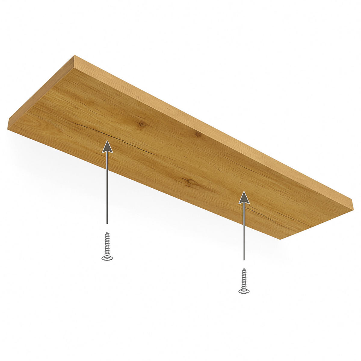 WANDREGAL Holzoptik Erlefarben 2er Set 60x20x4 cm - Erlefarben, Holzwerkstoff/Metall (20/3.8/60cm) - Begryf