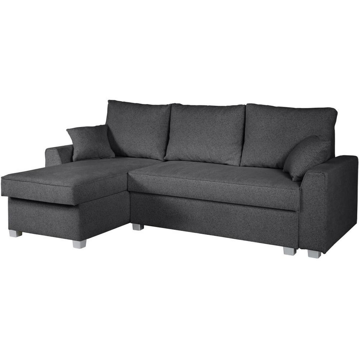 ECKSCHLAFSOFA Teramo dunkelgrau - Dunkelgrau/Schwarz, Kunststoff/Textil (235/150cm) - Beautysofa