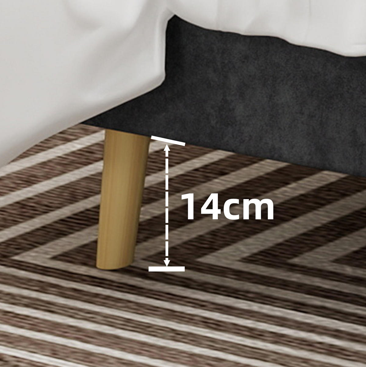 POSTEL 140/200 cm šedá z látky a kovu s geometrickým čelem a stabilním roštem - šedá, textil (140/200cm) - OKWISH